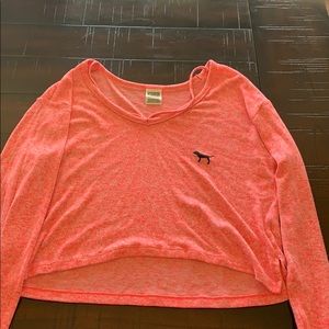 Pink Long Sleeve Crop Top